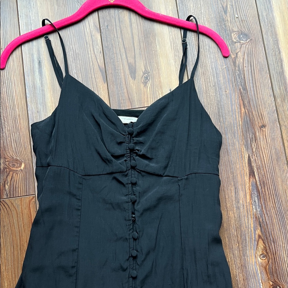 Grade & Gather Medium Button Black Spaghetti Strap Midi Dress - Picture 3 of 10